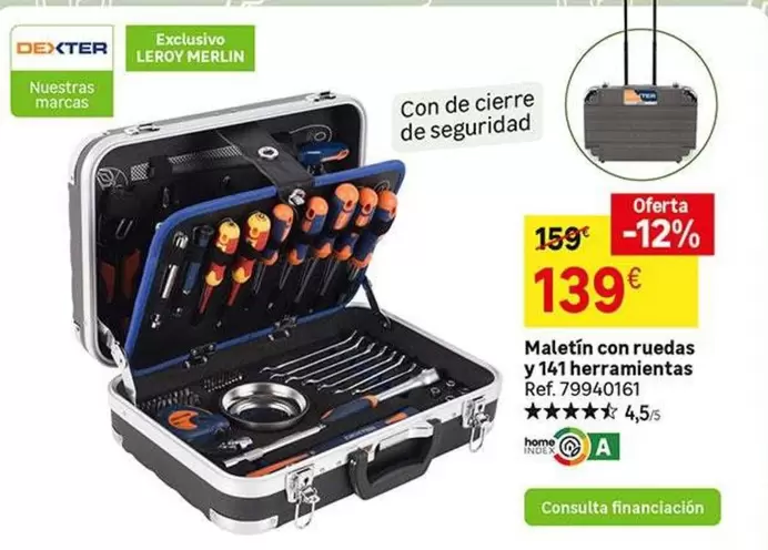 Oferta de Dexter - Maletin Con Ruedas Y 14l Herramientas por 139€ en Leroy Merlin