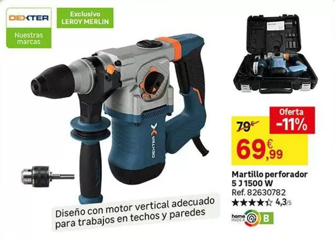 Oferta de Dexter - Martillo Perforador 5 1500 W por 69,99€ en Leroy Merlin