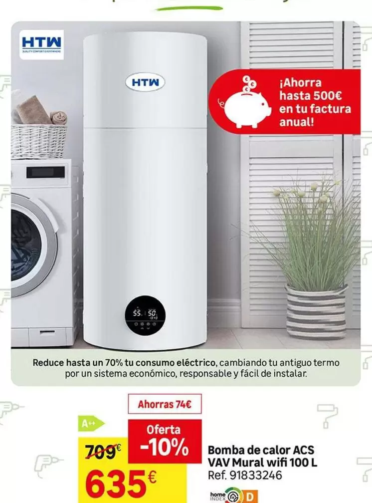 Oferta de HTW - Bomba De Calor Acs Vay Mural Wifi por 635€ en Leroy Merlin