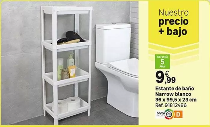 Oferta de Estante De Baño Narrow Blanco por 9,99€ en Leroy Merlin