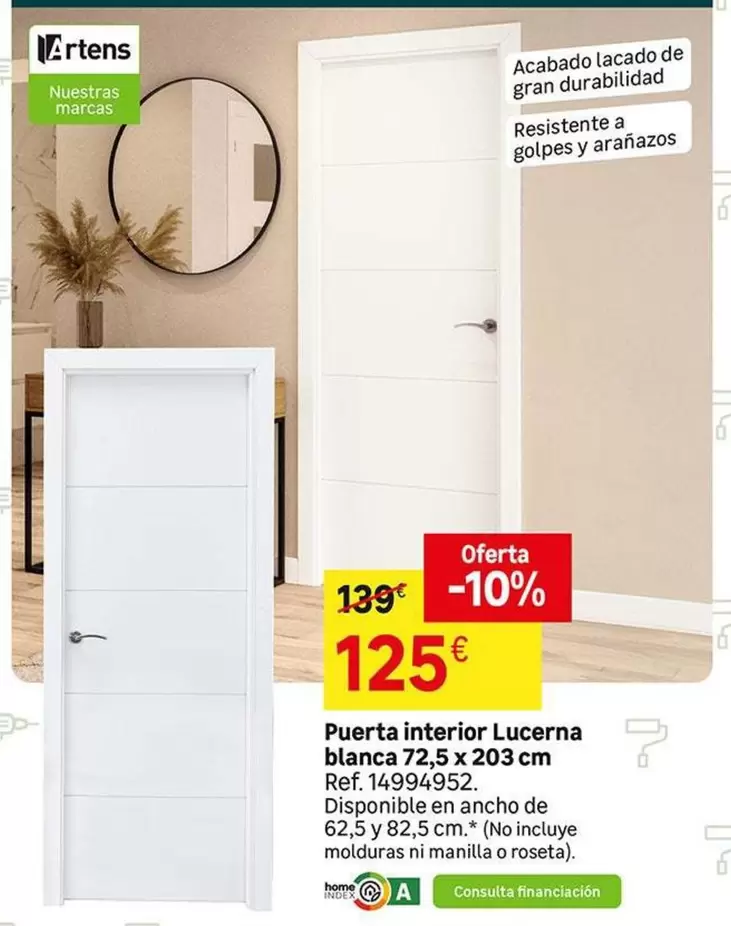 Oferta de Home - Puerta Interior Blanca por 125€ en Leroy Merlin