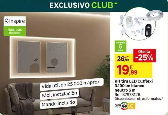 Oferta de Kit Tira Led Cutflexi 3,100 Lm Blanco Neutro 5 M por 19,99€ en Leroy Merlin