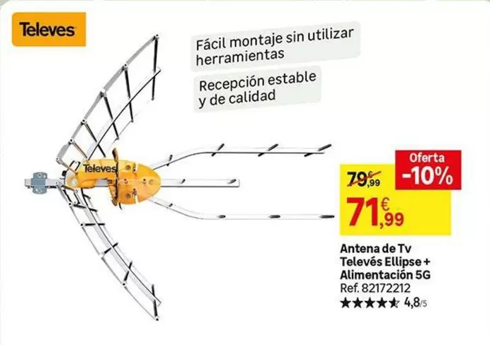 Oferta de Televes - Antena De Tv + Alimentación 5g por 71,99€ en Leroy Merlin