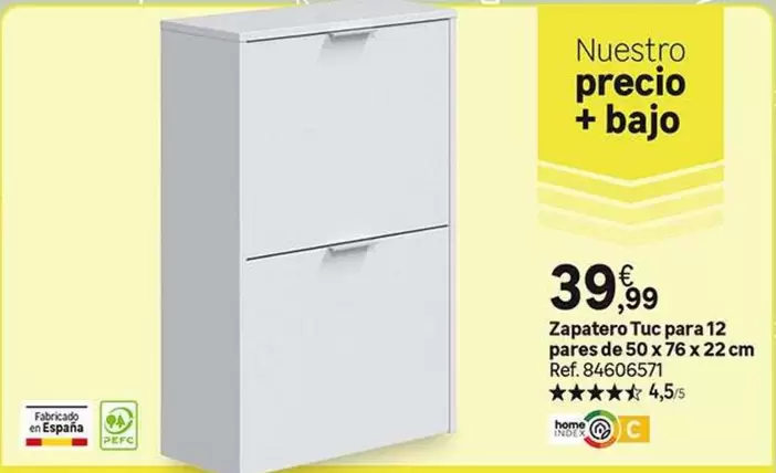 Oferta de Tuc - Zapatero  Para 12 Paras De 50 X 76 X 22 Cm por 39,99€ en Leroy Merlin