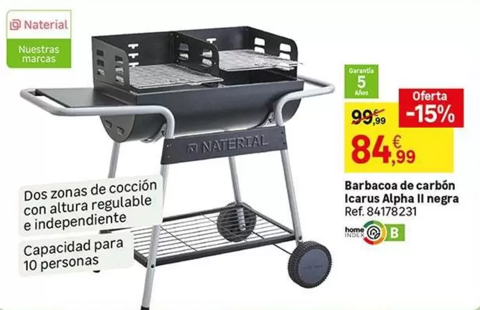 Oferta de Icarus - Barbaco De Carbón Lechug Alpha Il Negra por 84,99€ en Leroy Merlin