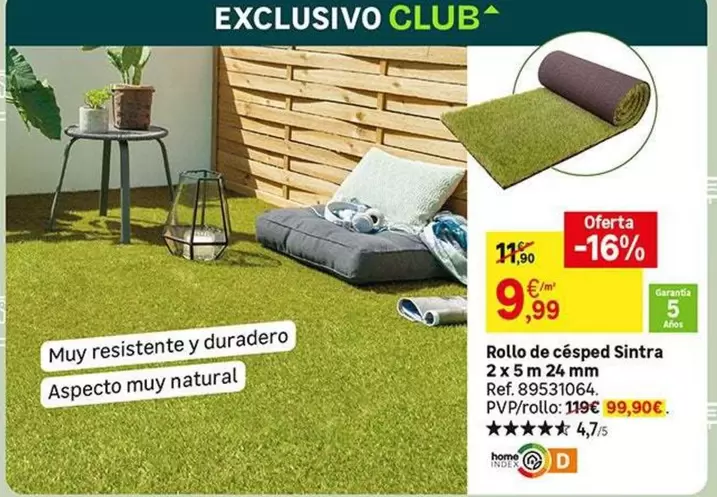 Oferta de Home - Rollo De Césped Sintra 2 X 5 M por 9,99€ en Leroy Merlin