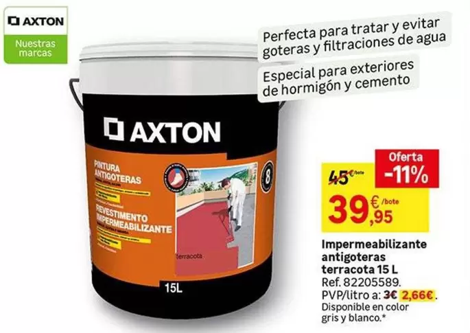 Oferta de Axton - Impermeabilizante Antigoteras Terracota Ls por 39,95€ en Leroy Merlin