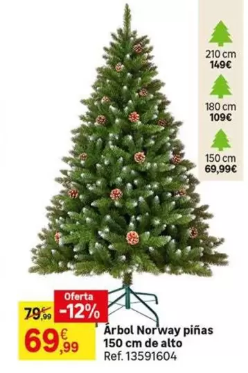 Oferta de Arbol Norway Piñas 150 Cm De Alto por 69,99€ en Leroy Merlin