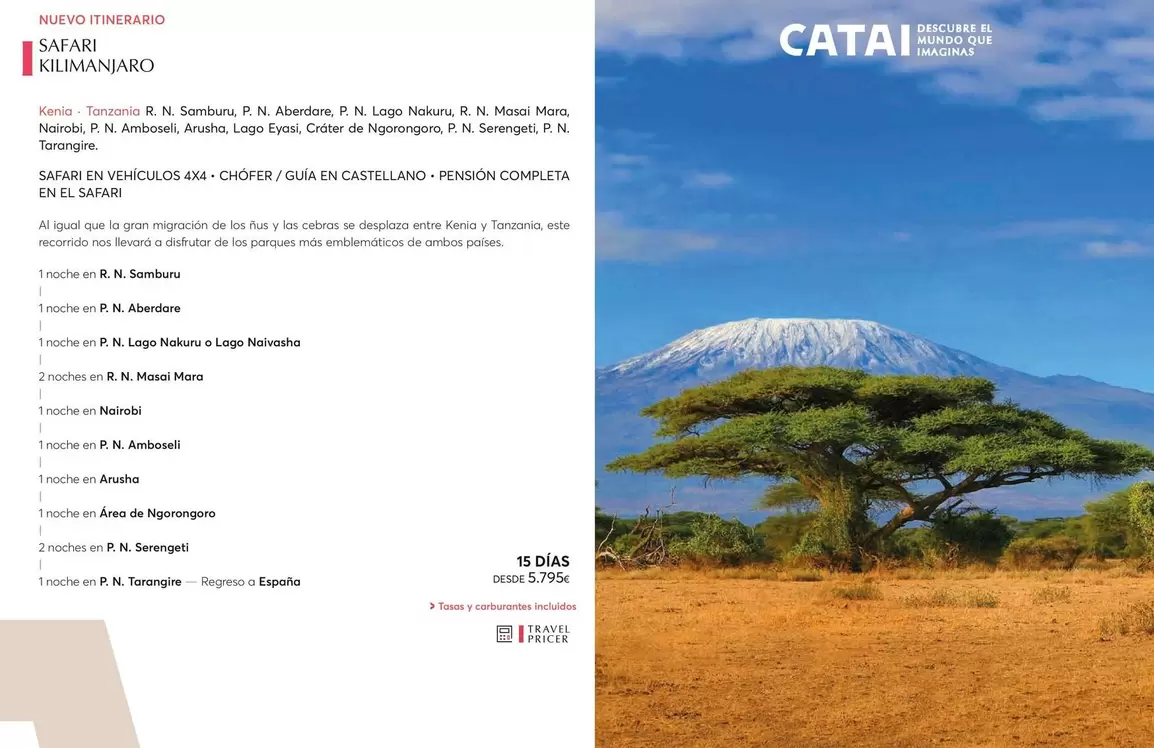 Oferta de Safari Kilimanjaro por 5795€ en Catai