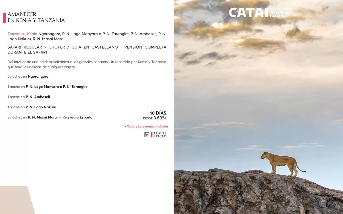 Oferta de Amanecer En Kenia Y Tanzania  por 3695€ en Catai