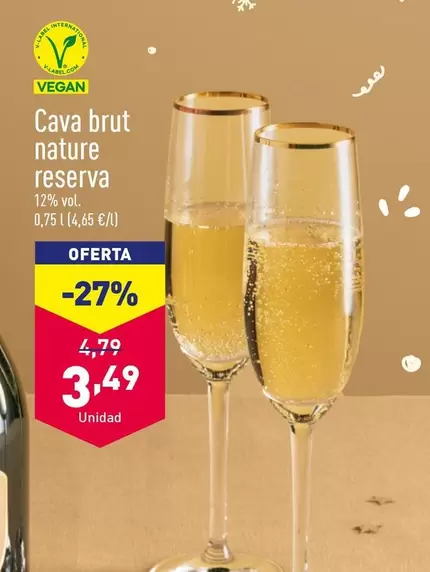 Oferta de Cava Brut Nature Reserva por 3,49€ en ALDI