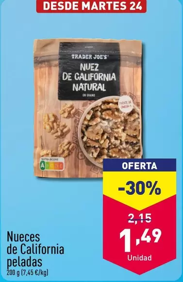 Oferta de Trader Joe´s - Nueces De California Peladas por 1,49€ en ALDI