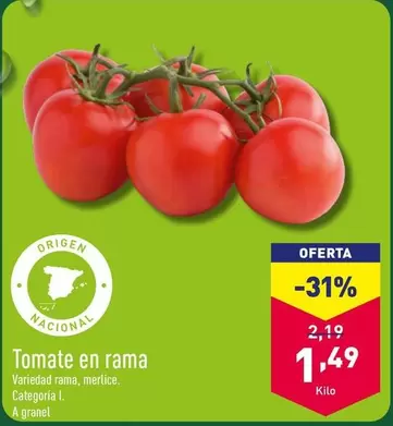 Oferta de Tomate En Rama por 1,49€ en ALDI