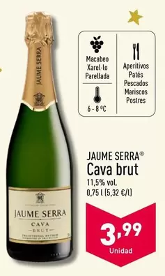 Oferta de Jaume Serra - Cava Brut por 3,99€ en ALDI