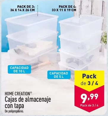 Oferta de Home Creation - Cajas De Almacenaje Con Tapa por 9,99€ en ALDI