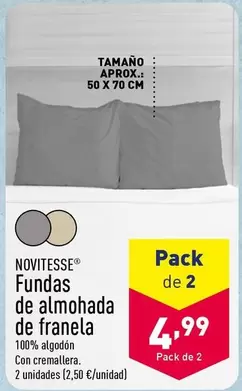 Oferta de Novitesse - Fundas De Almohada De Franela por 2,5€ en ALDI