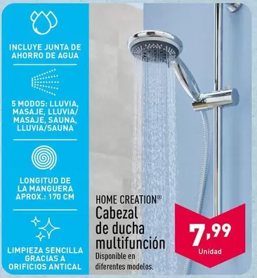 Oferta de Home Creation - Cabezal De Ducha Multifunción por 7,99€ en ALDI