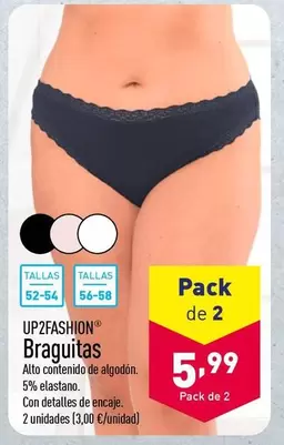 Oferta de Up2fashion -  Braguitas por 3€ en ALDI