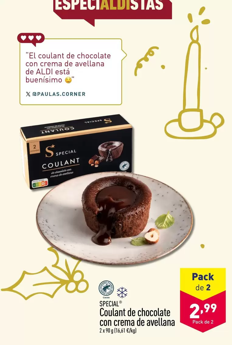 Oferta de Special - Coulant De Chocolate Con Crema De Avellana por 2,99€ en ALDI