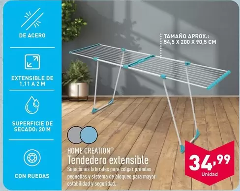 Oferta de Home Creation - Tendedero Extensible por 34,99€ en ALDI