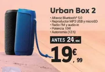 Oferta de Energy Sistem - Urban Box 2 por 19,99€ en E.Leclerc