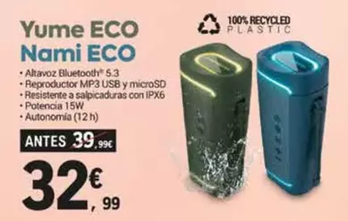 Oferta de Energy Sistem - Yume ECO Nami ECO por 32,99€ en E.Leclerc