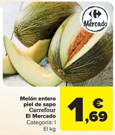 Oferta de Carrefour - Melon Entero Piel De Sapo El Mercado por 1,69€ en Carrefour Market