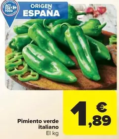 Oferta de Pimiento Verde Italiano por 1,89€ en Carrefour Market