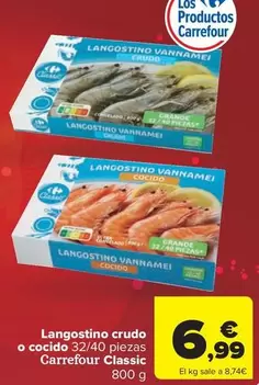 Oferta de Carrefour - Langostino Crudo O Cocido Classic por 6,99€ en Carrefour Market