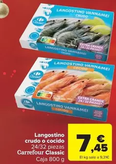 Oferta de Carrefour - Langostino Crudo O Cocido Classic por 7,45€ en Carrefour Market