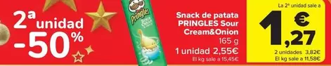 Oferta de Pringles - Snack De Patata Sour Cream&Onion por 2,55€ en Carrefour Market