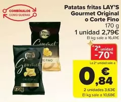 Oferta de Lay's - Patatas Fritas Gourmet Original O Corte Fino por 2,79€ en Carrefour Market