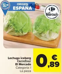 Oferta de Carrefour - Lechuga Iceberg por 0,89€ en Carrefour Market