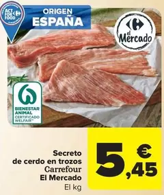 Oferta de Carrefour - Secreto De Cerdo En Trozos El Mercado por 5,45€ en Carrefour Market