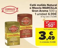 Oferta de Marcilla - Café Molido Natural O Mezcla Gran Aroma por 6,99€ en Carrefour Market