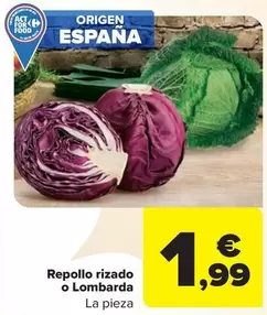 Oferta de Repollo Rizado O Lombarda por 1,99€ en Carrefour Market