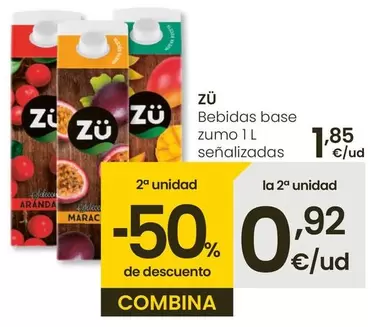 Oferta de Zu - Bebidas Base Zumo por 1,85€ en Eroski