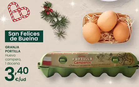 Oferta de Granja Portilla - Huevo Campero, 1 Docena por 3,4€ en Eroski