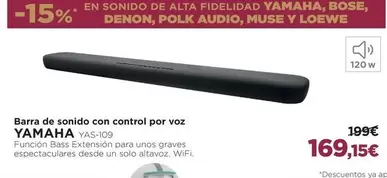 Oferta de Yamaha - Barra De Sonido Con Control Por Voz por 169,15€ en El Corte Inglés