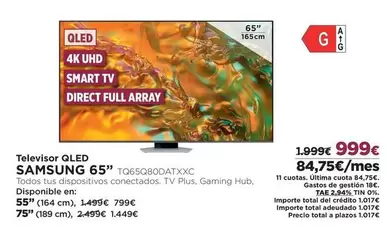 Oferta de Samsung - Televisor Qled por 999€ en El Corte Inglés