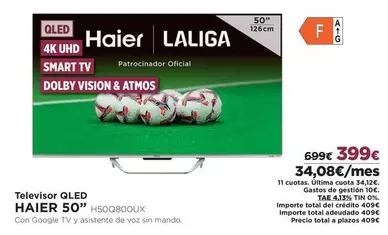 Oferta de Haier - Televisor Qled por 399€ en El Corte Inglés