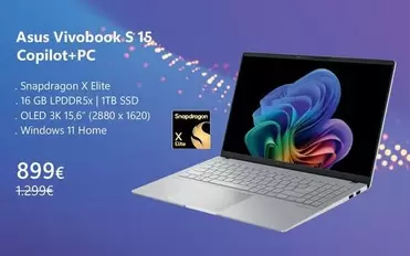 Oferta de Asus - Vivobook S 15 Copillot+pc por 899€ en El Corte Inglés