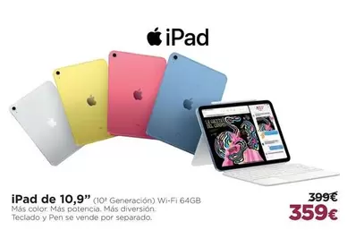 Oferta de Ipad De 10.9" por 359€ en El Corte Inglés