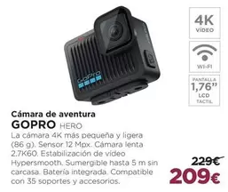 Oferta de GoPro - Cámara De Aventura por 209€ en El Corte Inglés