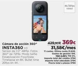 Oferta de Última - Camara De Accion 360o Insta360 por 369€ en El Corte Inglés