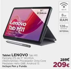 Oferta de Lenovo - Tablet Tab M11 por 209€ en El Corte Inglés