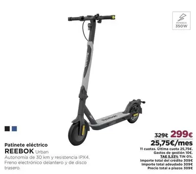 Oferta de Reebok - Patinete Eléctrico en El Corte Inglés