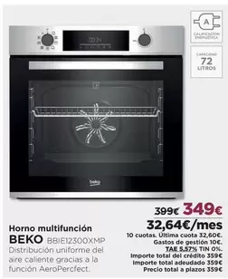 Oferta de Beko - Horno Multifunción por 349€ en El Corte Inglés