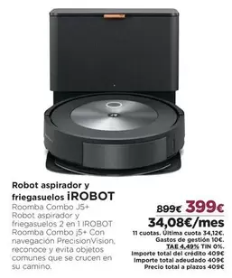 Oferta de Irobot - Robot Aspirador Y Friegasuelos por 399€ en El Corte Inglés