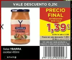 Oferta de Ybarra - Salsa Cocktail por 1,39€ en SPAR